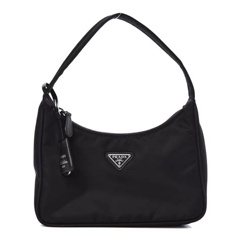 prada black tessuto nylon leather small mini pouch purse-very nice|Prada mini handbags.